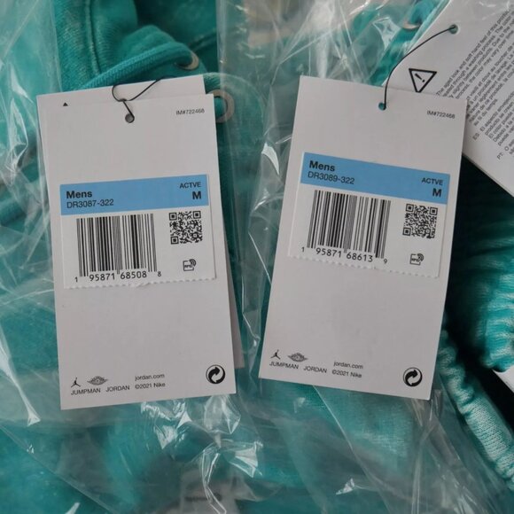 Nike Air Jordan Men's Flight Sweatsuit Statement Fleece Tracksuit Teal Green NWT - Picture 10 of 11
